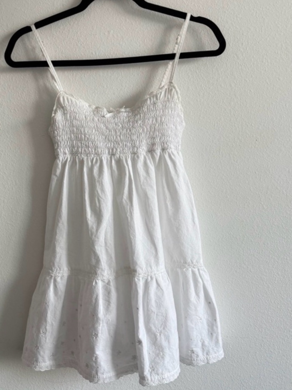 Frankie's Bikinis White Smocked Mini Dress